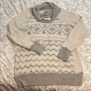 Vanity- Gray Cowl Neck Sweater with Nordic Charm
